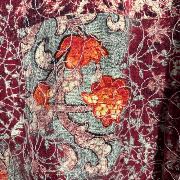 Coldwater Creek size 1X linen blend shirt/shacket, vibrant, embroidered, office - Picture 5 of 9